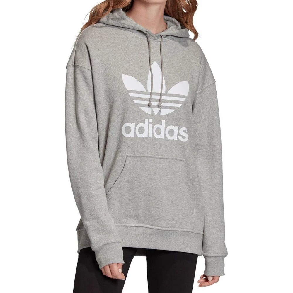 Adidas Originals Trefoil Heather Grey Hoodie FM3304 Women's Size L - Picture 2 of 9